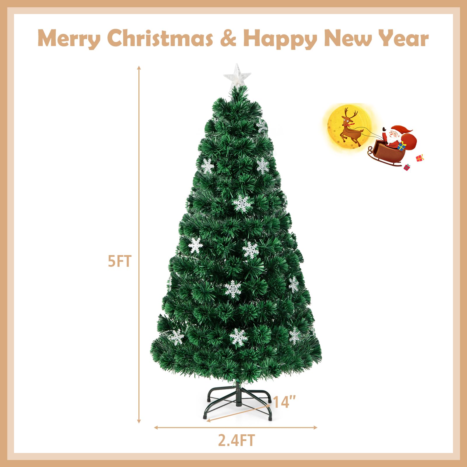 Amazon.com: Goplus 5ft Pre-Lit Fiber Optic Christmas Tree